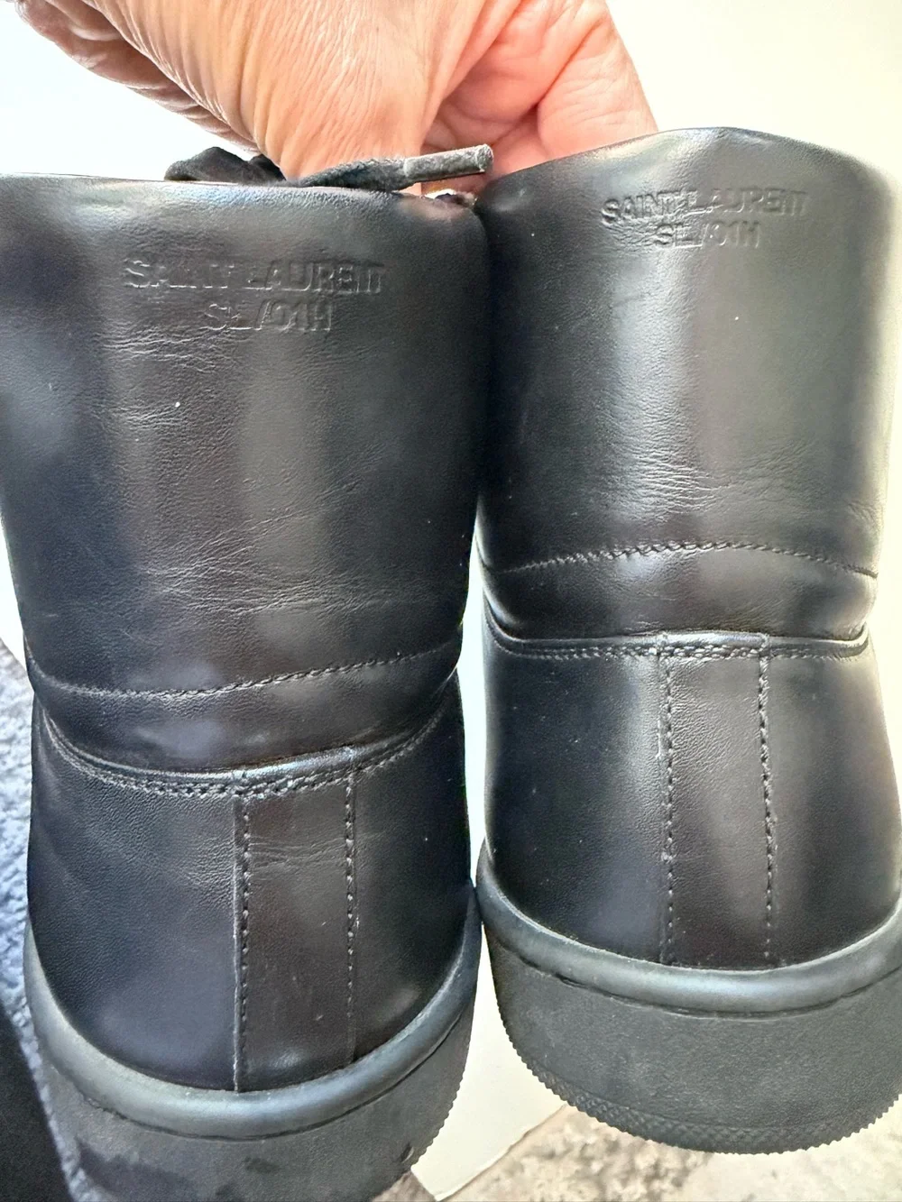 Yves Saint Laurent Black Leather Studded High Top Sneakers Size 39